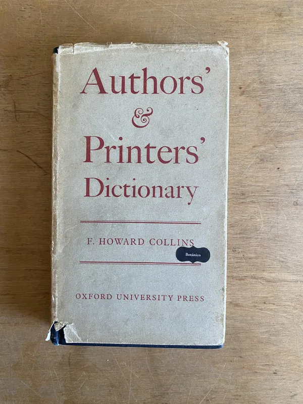 Tapa de Author´s & printers dictionary - Howard Collins (2i5)
