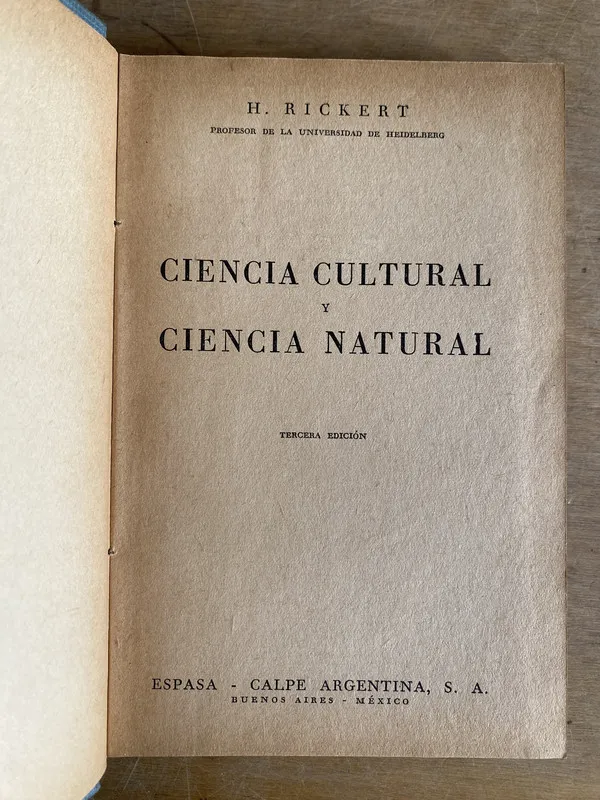 Ciencia cultural y ciencia natural - Rickert (2d7)