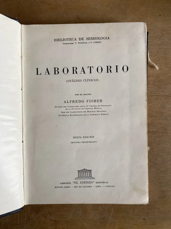 Tapa de Laboratorio (analisis clinicos) - Fisher, Alfredo (2p8)