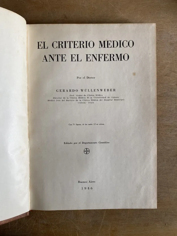 Tapa de El criterio medico ante el enfermo - Wullenweber (2p8)
