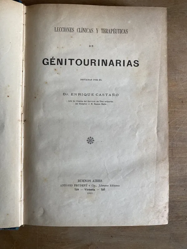 Tapa de Lecciones clinicas y terap. genitourinarias- Castaño (2o8)
