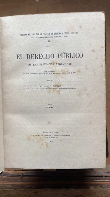 El Derecho Publico De Las Provincias Argentinas - Ramos (s6)