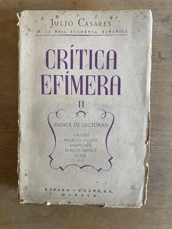 Critica Efimera II - Casares, Julio (3j5)