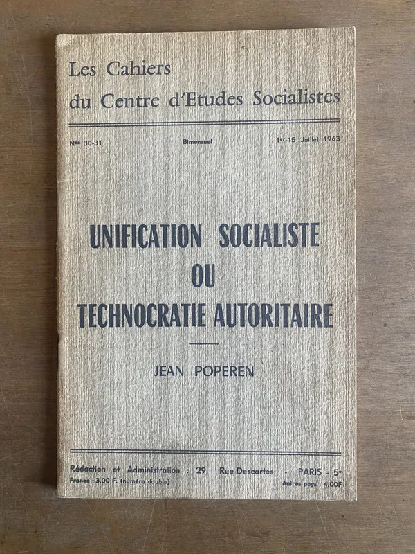 Unification socialiste ou technocratie - Poperen (2b3)