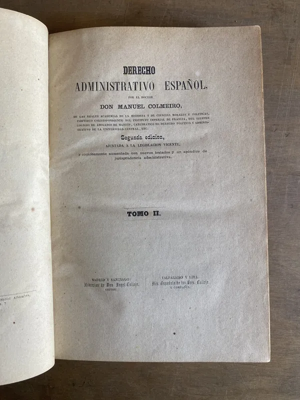 Tapa de Derecho administrativo español - Dr. Colmeiro (2m3)