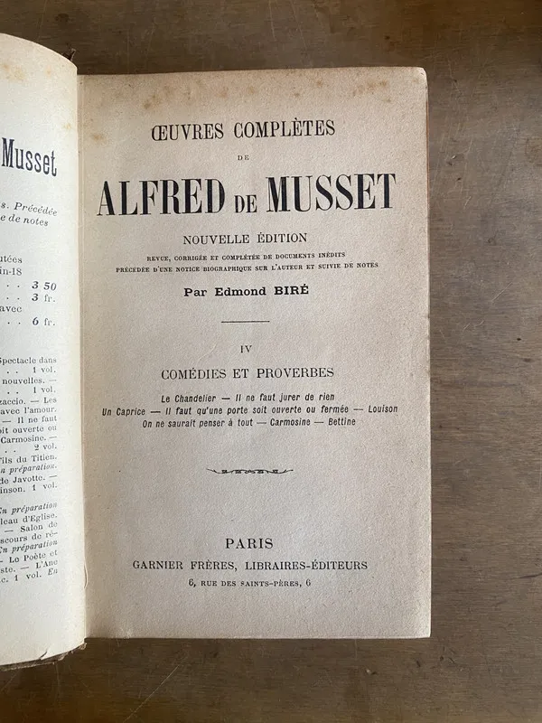 Tapa de Oeuvres complètes - De Musset Alfred (2v3)