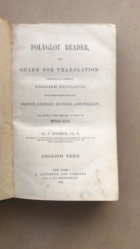 Polyglot Reader And Guide For Translation - Roemer, J. (t6)