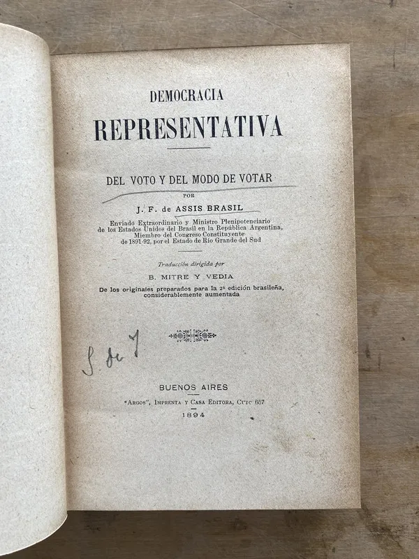 Tapa de Democracia representativa del voto - De Assis Brassil (mm1)