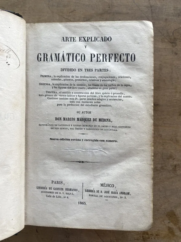 Arte explicado y gramatico - Marquez de Medina (nn1)