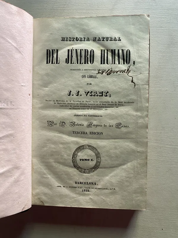 Historia natural del jenero humano - Virey J. J. (4b6)