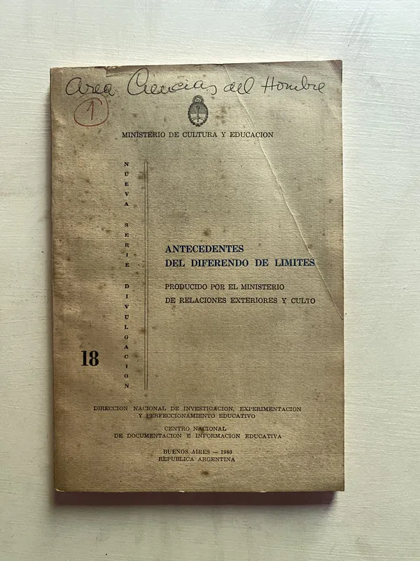 Tapa de Antecedentes - Ministerio de relaciones exteriores y culto