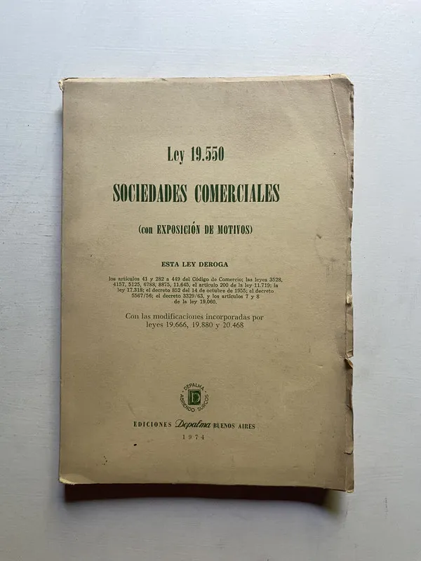 Tapa de Ley 19.550. Sociedades comerciales - (4d6)
