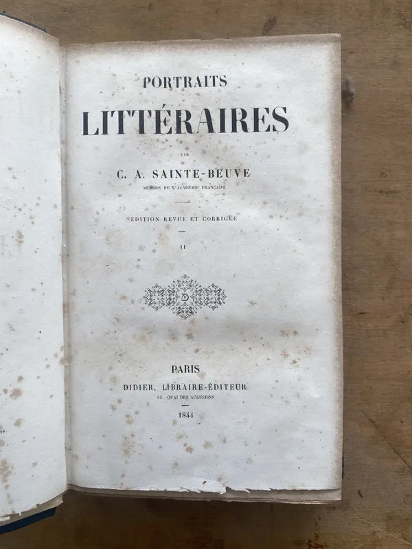 Portraits litteraires II - Sainte-Beuve C. A. (mm6)