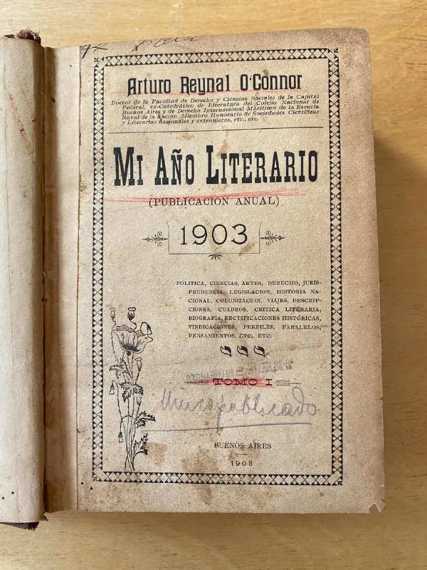 Tapa de Mi Año Literario. Publicacion Anual. 1903 - Reynal O` (C4)