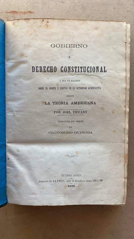 Gobierno Y Derecho Constitucional - Tiffany, Joel (f7)
