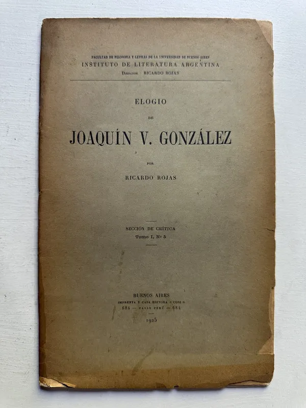 Elogio de Joaquin V. Gonzalez - Rojas Ricardo (4j2)