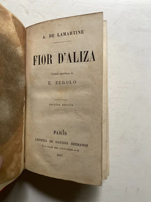 Fior d'aliza - De Lamartine A. (4j3)