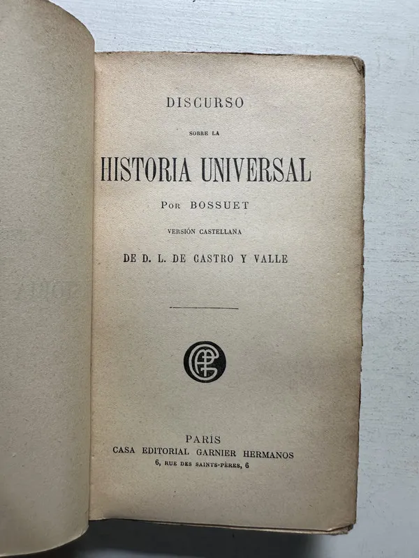 Discurso sobre la historia universal - Bossuet (4N2)