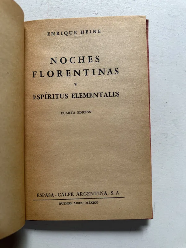 Tapa de Noches florentinas y espíritus elementales - Heine (4N2)