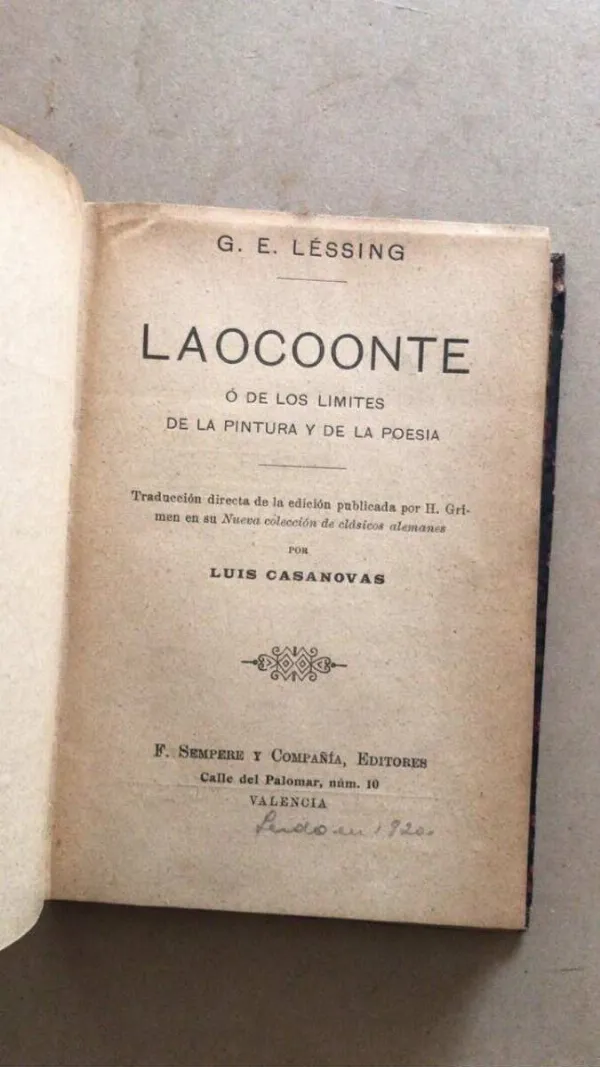 Laocoonte O De Los Limites De La Pintura Y Po- Lessing (u2)