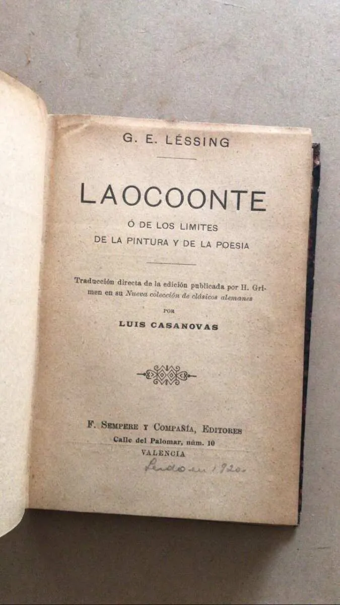 Laocoonte O De Los Limites De La Pintura Y Po- Lessing (u2)