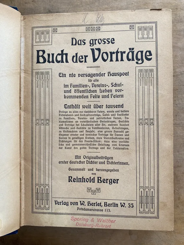 Das grosse Buch der Vortrage - Berger Reinhold (oo5)