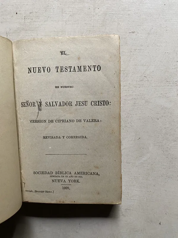 Tapa de El nuevo testamento de nuestro señor y - De Valera (4e5)
