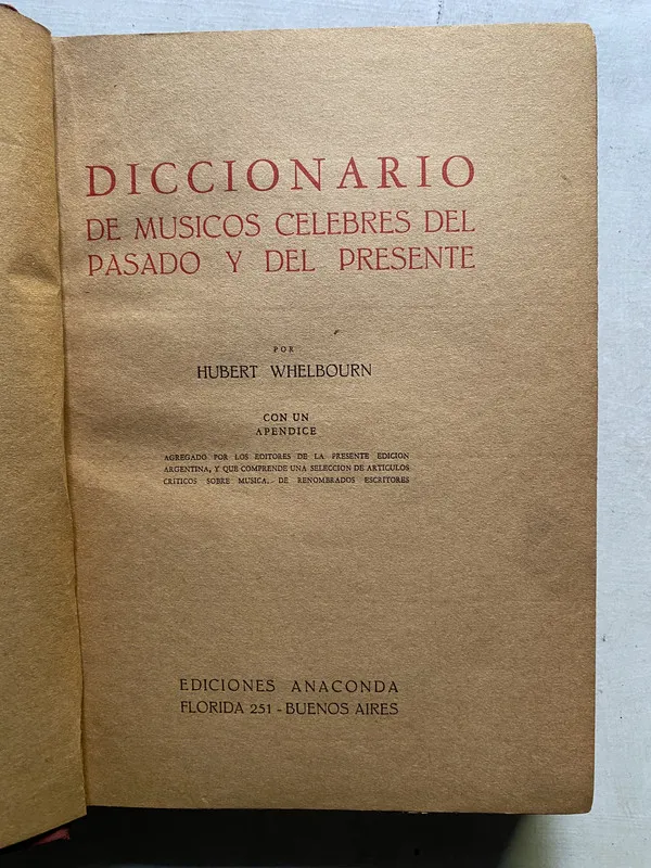 Diccionario de musicos celebres del pasado - Whelbourn (4k4
