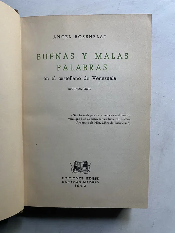 Tapa de Buenas y malas palabras - Rosenblat Angel (4k3)