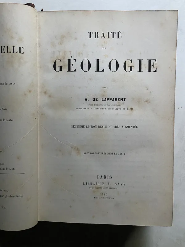 Tapa de Traite de Geologie - De Lapparent A. (4k2)