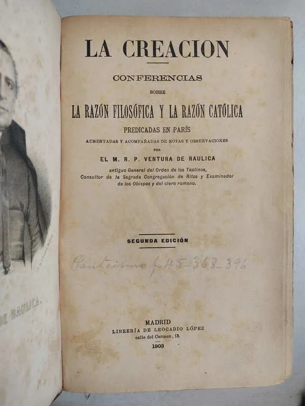 La Creacion. Conferencias - Ventura De Raulica, M.r.p. (D6)