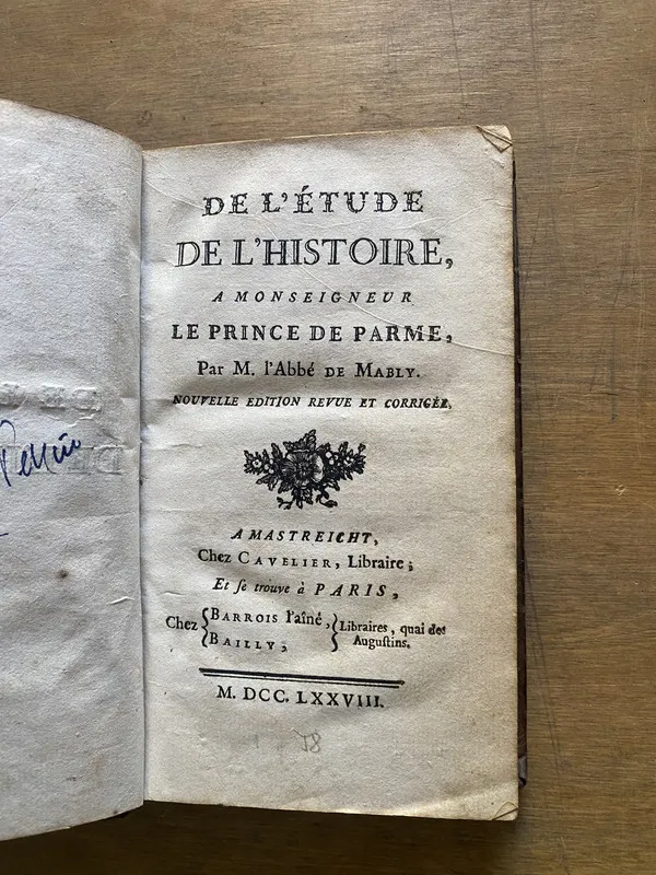 De l'etude de l'Histoire - Mably Abbe de (3z6)