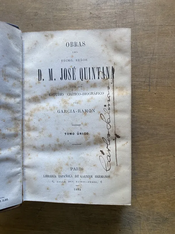 Tapa de Obras del Excmo. Señor D. M. Jose Quintana - Quintana (3z5)