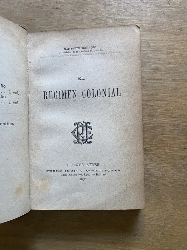 Tapa de El Regimen Colonial - Garcia Juan Agustin (hijo) (3z5)