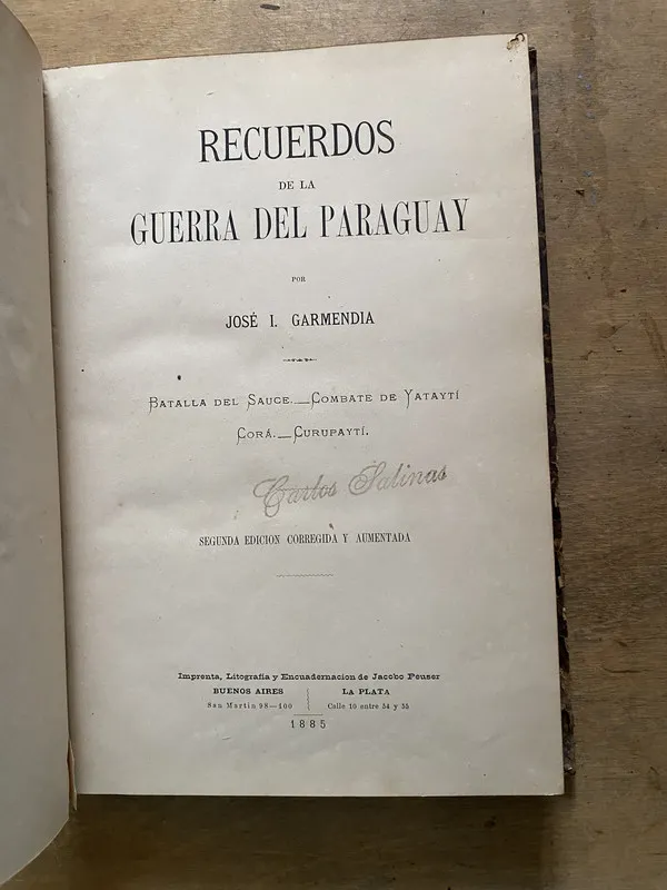 Tapa de Recuerdos de la Guerra del Paraguay - Garmendia (3z3)