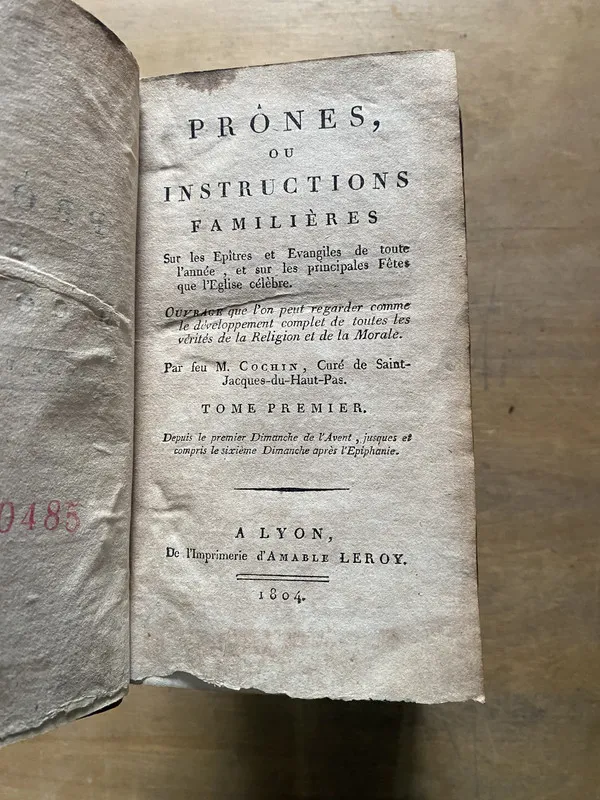 Prônes ou Instructions Familières - Cochin M. (3z3)