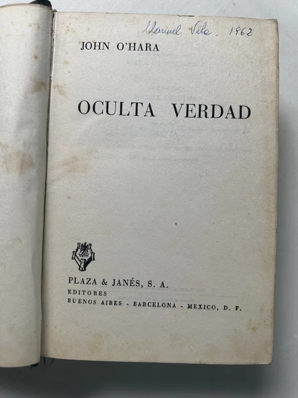 Tapa de Oculta verdad - O'Hara John (4S2)