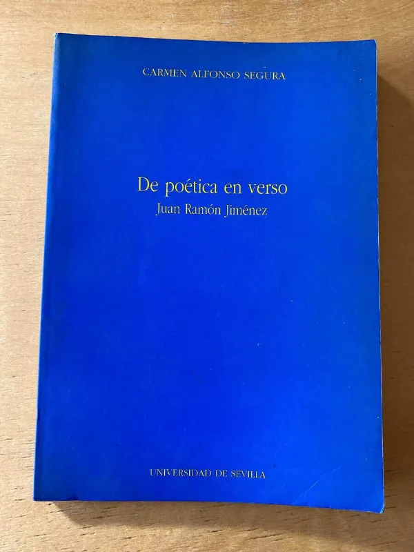Tapa de De Poetica En Verso Juan Ramon Jimenez - Alfonso Segura (C4)