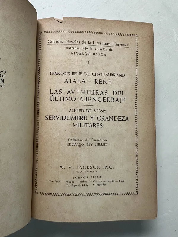 Atala; Rene; Las aventuras del ultimo - Chateaubriand (4S2)