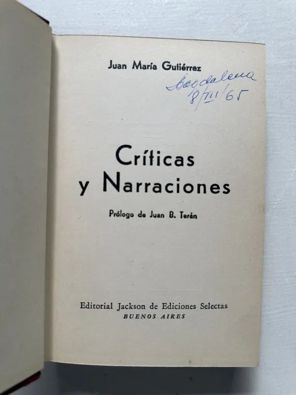 Criticas y narraciones - Gutierrez Juan Maria (4S3)