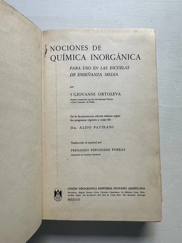 Nociones de quimica inorganica - Ortoleva Giovanni (4S4)