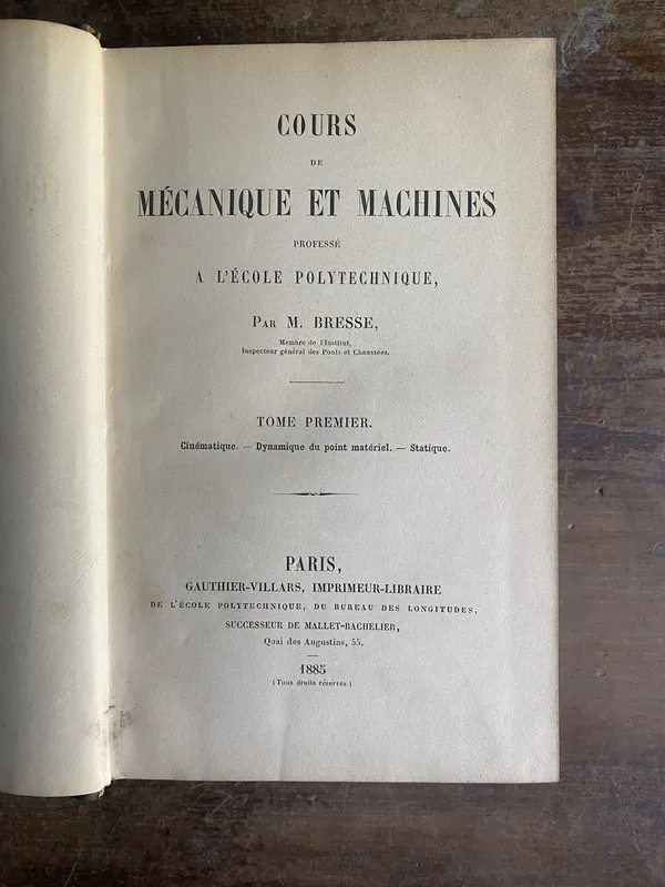 Cours de Mecanique et Machines - Bresse M. (4p4)