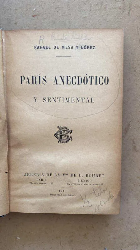 Tapa de Paris Anecdotico Y Sentimental- De Mesa Y Lopez, Rafael (i5)