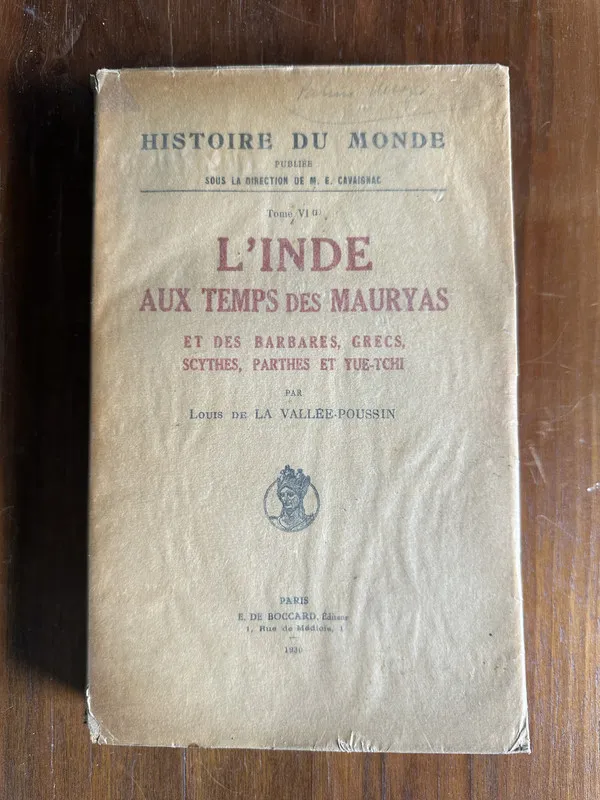 Tapa de L'Inde aux temps des Mauryas - De La Vallee-Poussin (4v3)