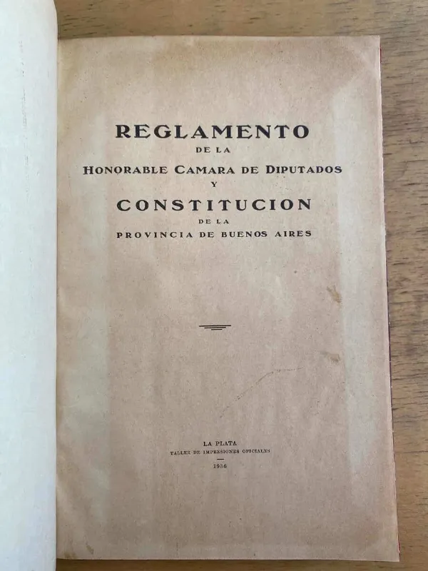 Tapa de Reglamento De La Honorable Camara De Diputados Y Consti (g6)
