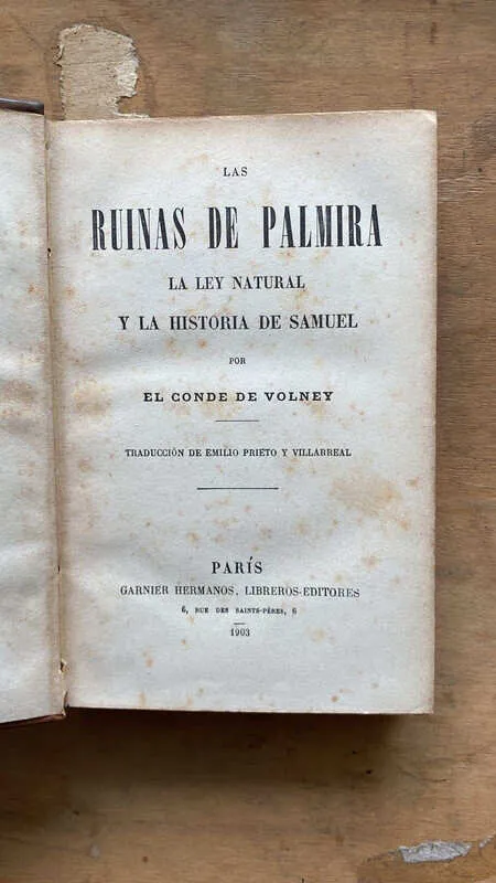 Las Ruinas De Palmira La Ley Natural Y La Hist- Volney (dd1)