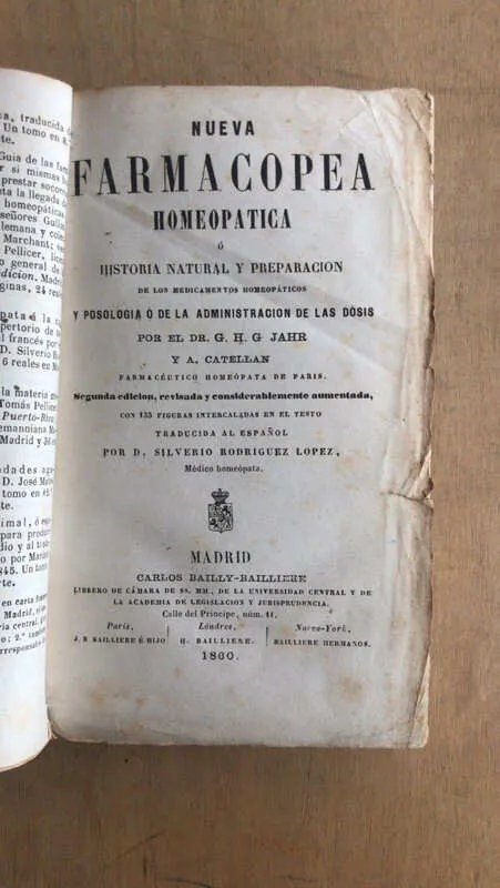 Nueva Farmacopea Homeopatica O Historia Natural - Jahr (cc5)