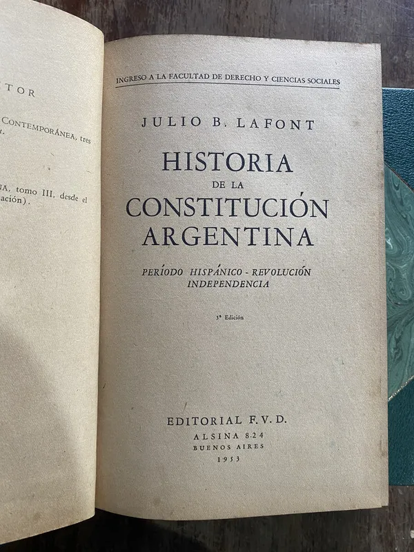 Tapa de Historia de la Constitucion Argentina - Lafont (5i2)