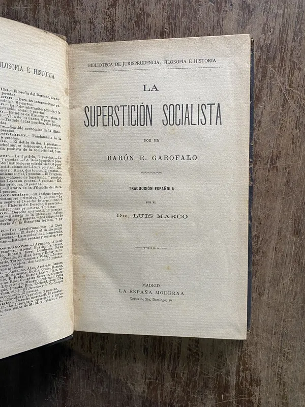Tapa de La supersticion socialista - Garofalo R. (Baron) (5i3)