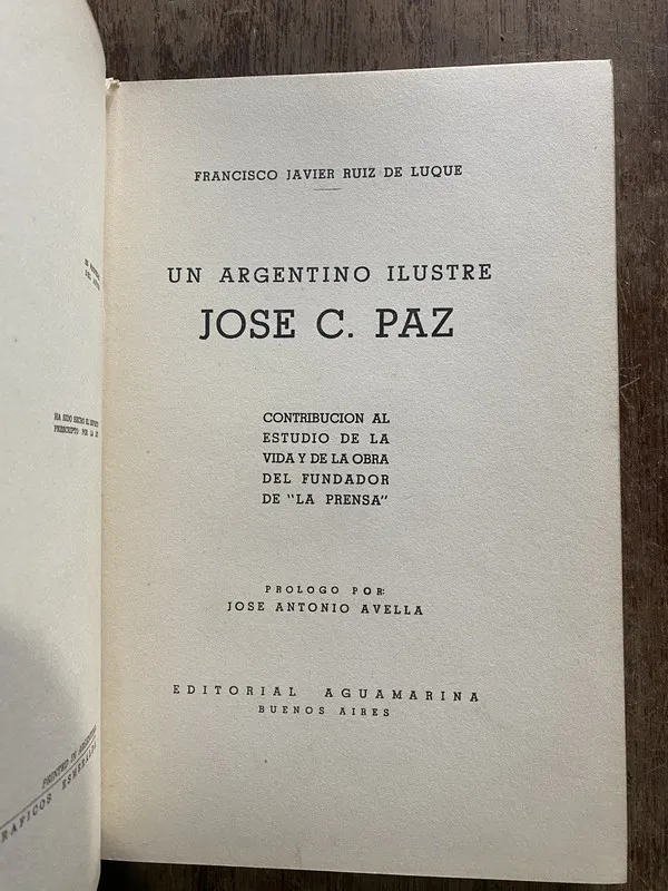 Tapa de Un argentino ilustre: Jose C. Paz - Ruiz de Luque (5i4)